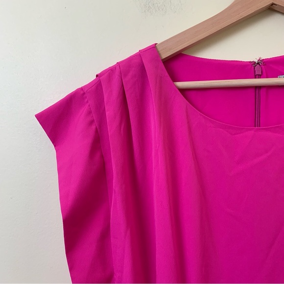 Eliza J. Gorgeous Bright Pink Pleated Boxy Dress Size 8 - Picture 4 of 9